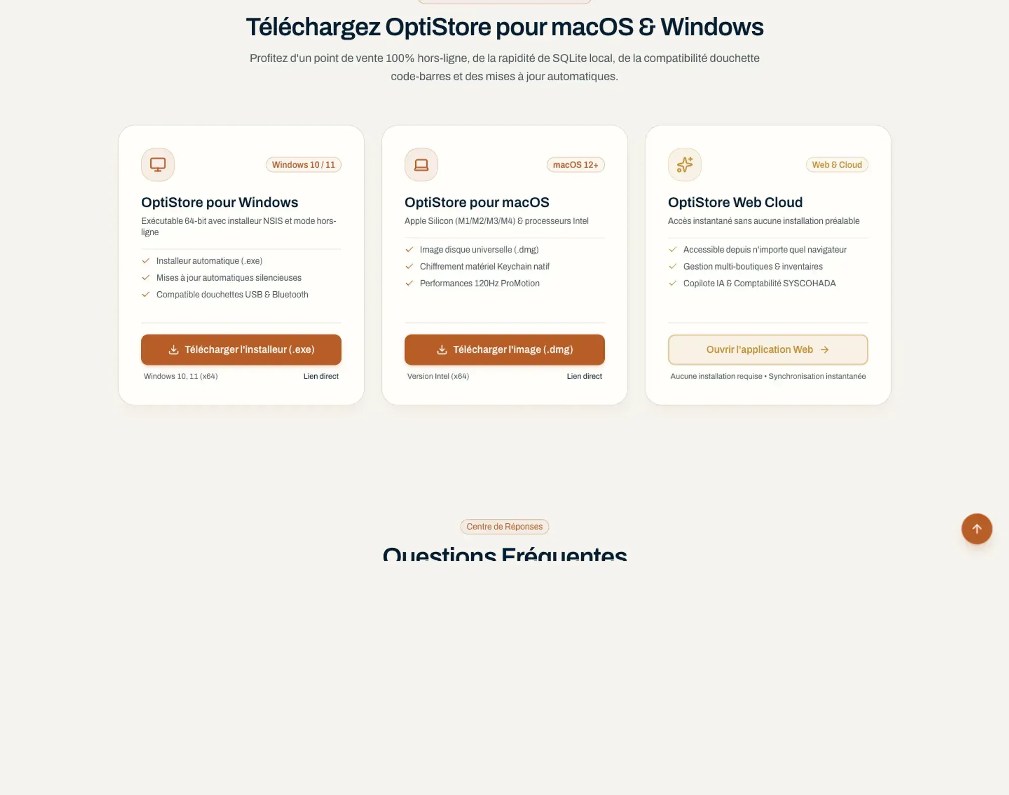 OptiStore disponible sur Windows, macOS et navigateur