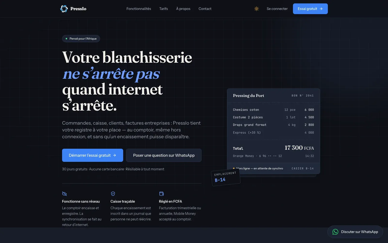 PressIo, page d’accueil avec un bon de dépôt hors ligne et son casier